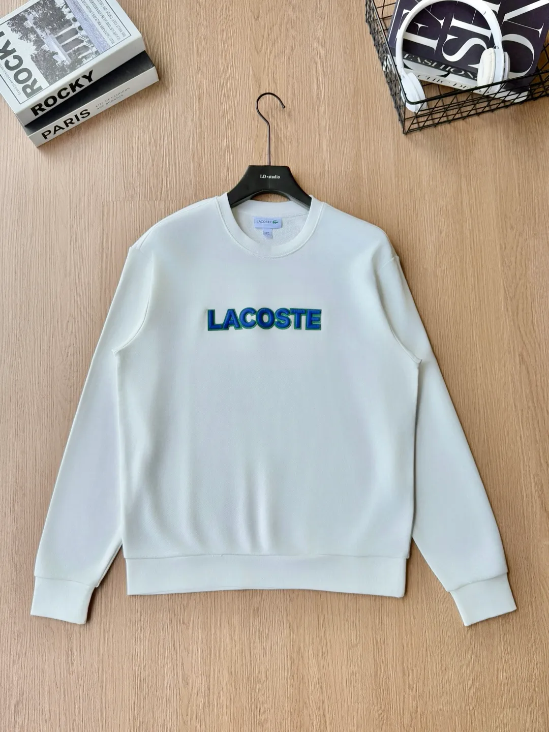 P 120LACOSTE. 2026 Autumn New Product Counter Same Style Printed Cotton Round Neck Sweater 360g Pure Cotton Terry M.L.XL 2XL LA-W 3061